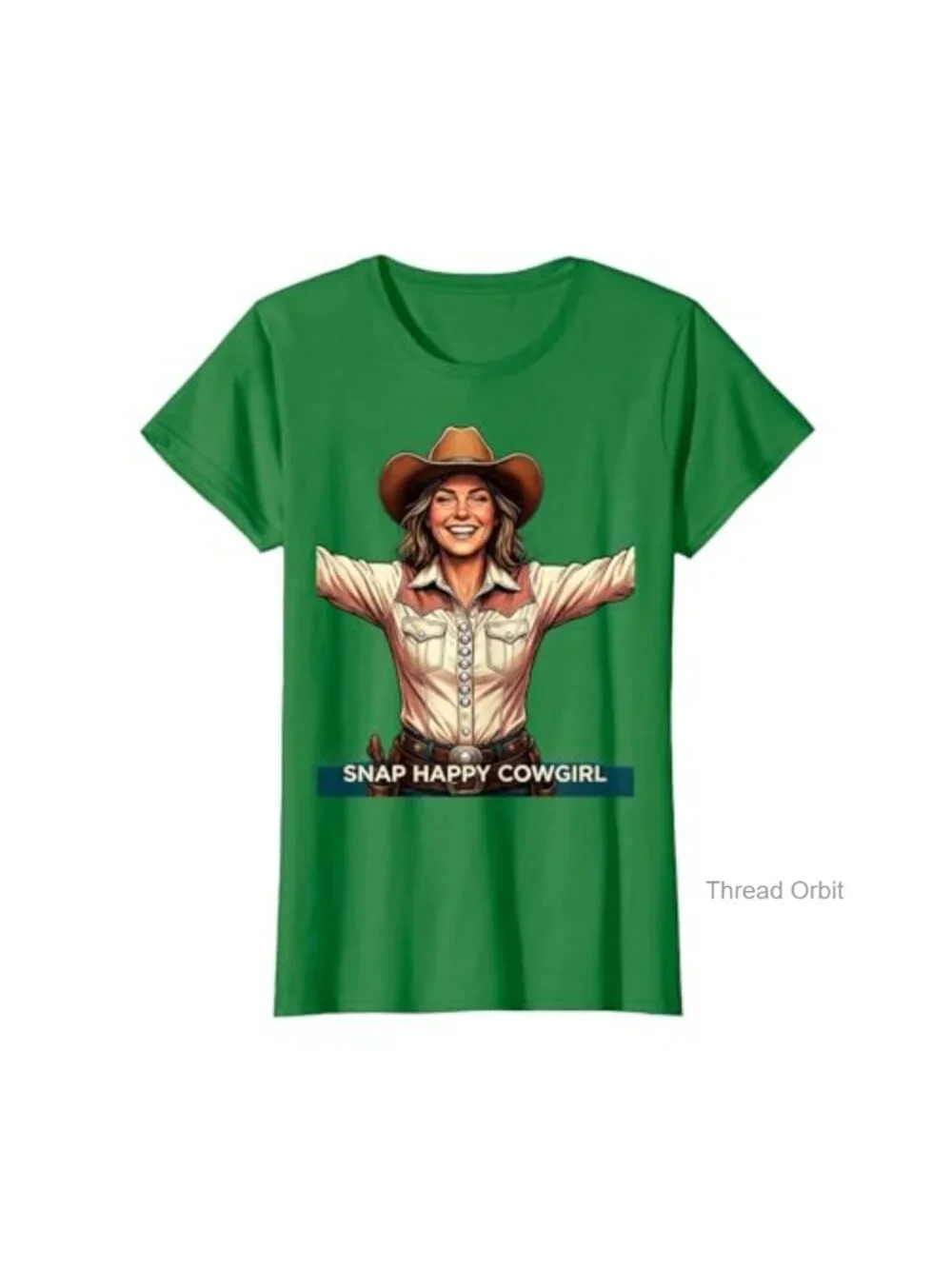 Snap Happy Cowgirl Western Design T-Shirt, Adult